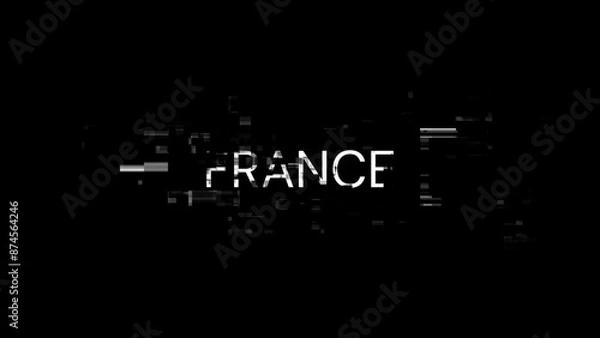 Fototapeta 3D rendering France text with screen effects of technological glitches