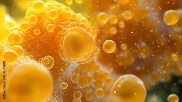 Obraz Human fat body tissue under microscope view for physiology education