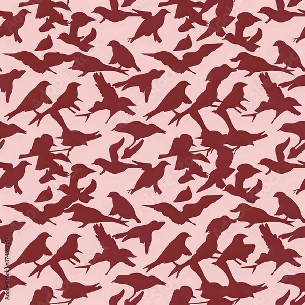 Fototapeta Repeating Bird Pattern - Mid-Century Modern Feel