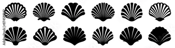 Obraz Sea shell silhouette set vector design big pack of illustration and icon