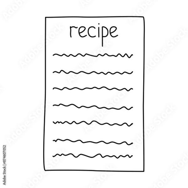 Obraz Hand drawn stylized cooking recipe card or template, doodle style vector outline for coloring book