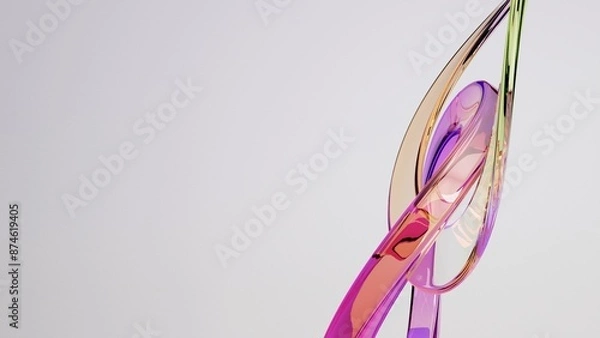 Fototapeta 3D Abstract background on light background, gradient glass with purple dispersion, Iridescent design element for banner background.
