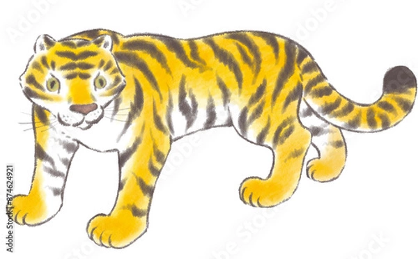 Fototapeta 水墨画風の横向きの虎