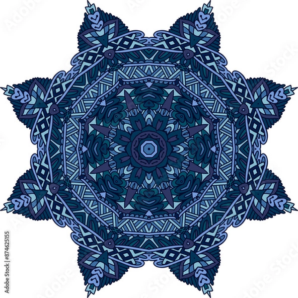 Obraz Abstract Medallion ethnic Blue geometric mandala background