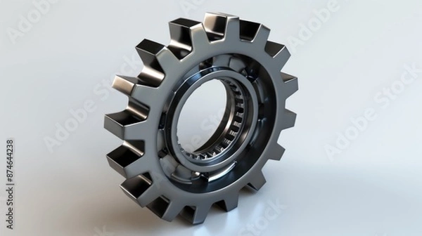 Obraz 3d render black colored gear on a black background