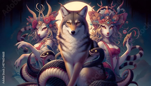 Obraz Nekos, Coyotes, and Neko Medusa Hybrids