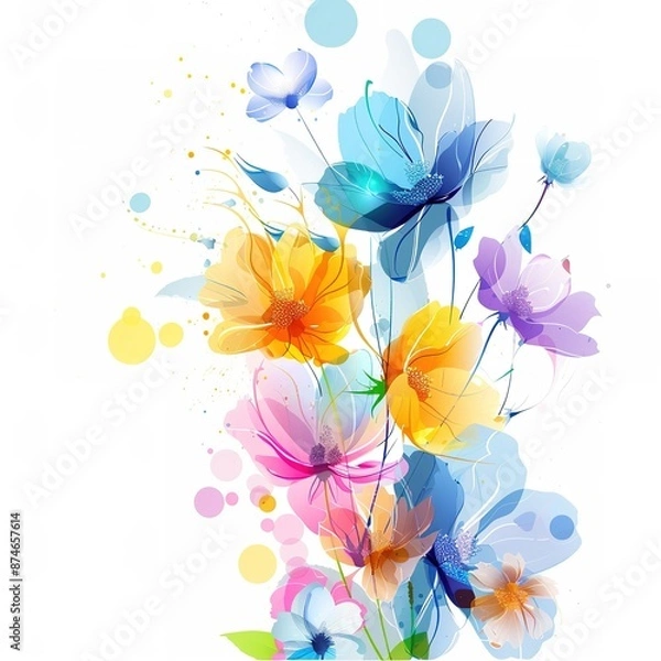 Fototapeta vector background with colorful flowers, vector illustration, simple design, adobe illustrator, abstract art, simple