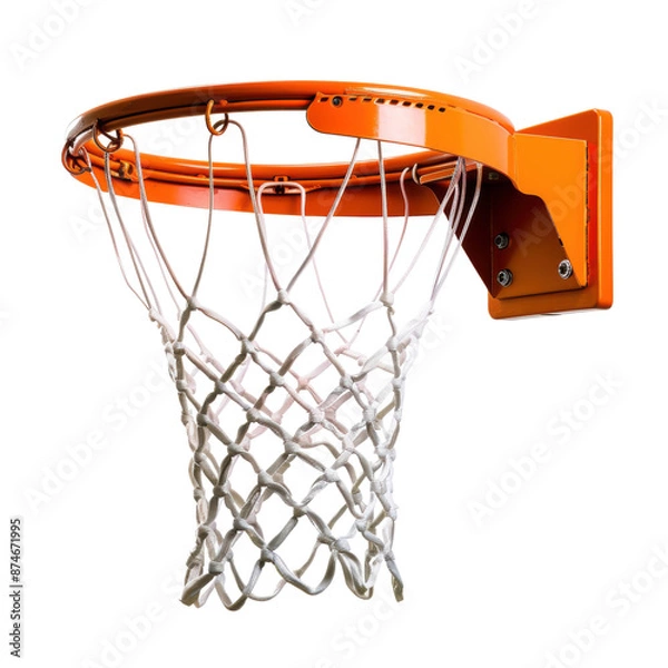 Fototapeta A basketball net with a white net and orange rim