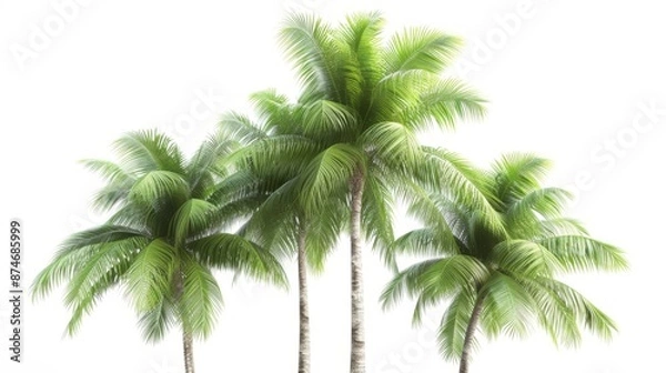 Fototapeta Big tropical palm tree on white background