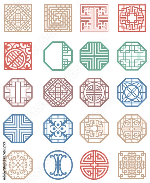 Fototapeta Chinese style pane pattern pattern