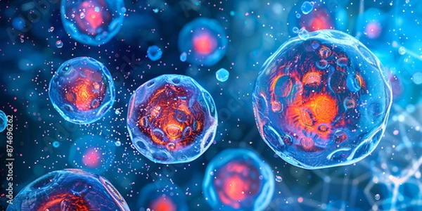 Fototapeta "Cellular Exploration: Microscopic View of Cells | Biological Discovery: Advanced Cell Visualization