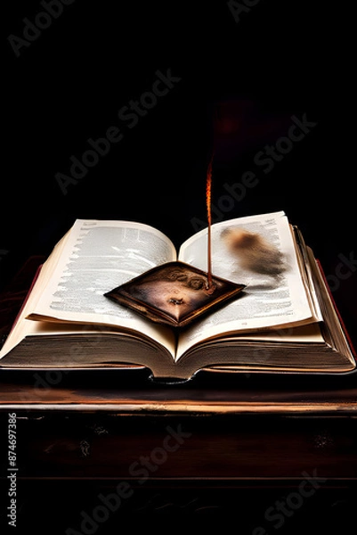Obraz old book with a candle
