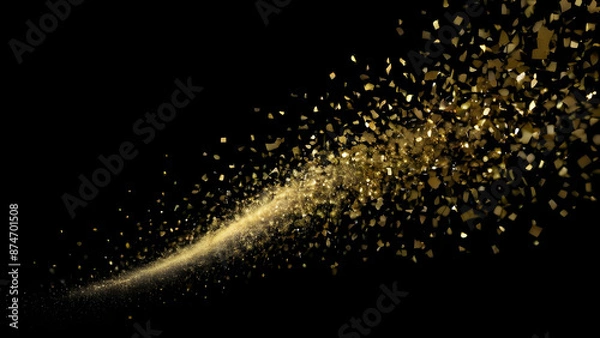 Fototapeta Abstract golden particle glitter effect on dark background