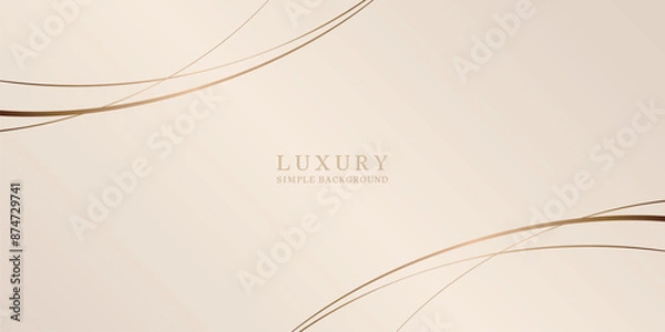 Obraz 高級感のある金色の曲線　 ベージュ背景