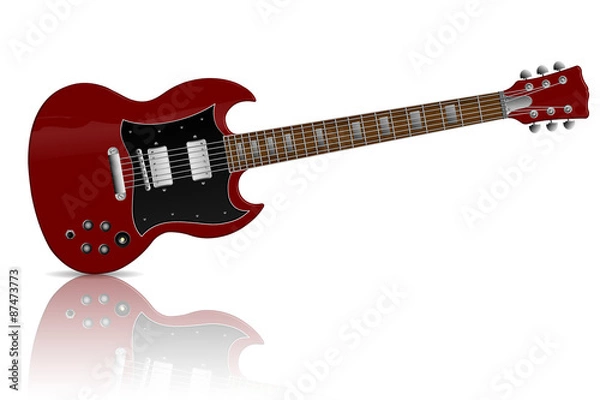 Obraz Vector red electric guitar with mirror shadow