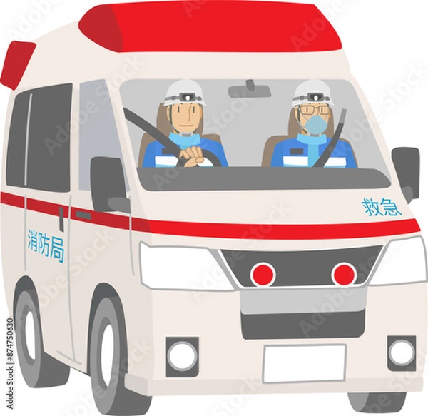 Obraz 救急車を運転する救急隊員のイラスト