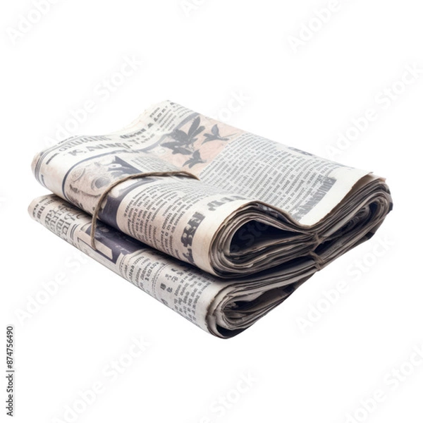 Fototapeta Roll of newspapers isolate on transparent png.
