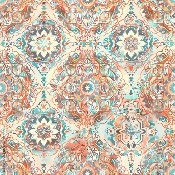 Obraz Elegance and Sophistication in Blue Mandala Repeat Pattern