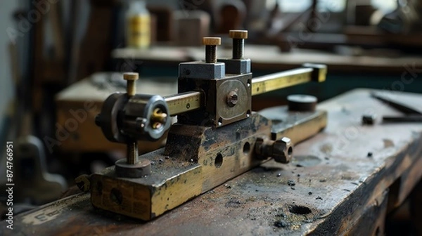 Fototapeta A precision height gauge on a workbench
