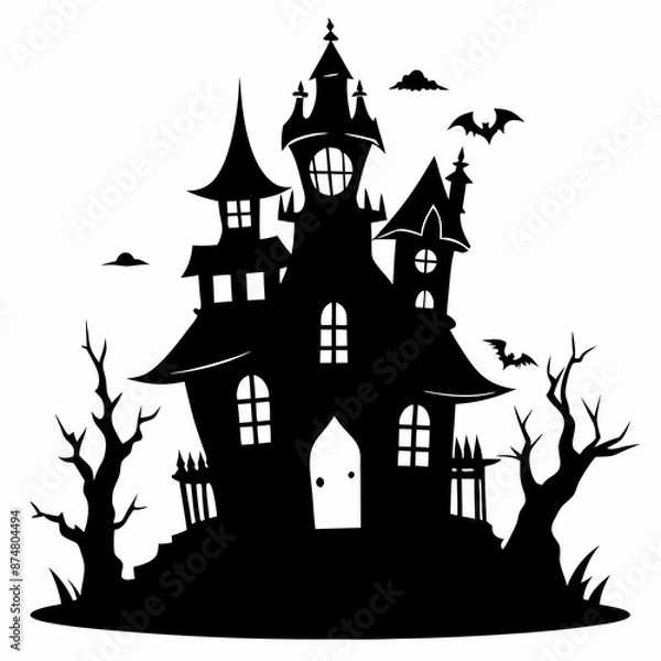 Obraz haunted house black vector silhouette