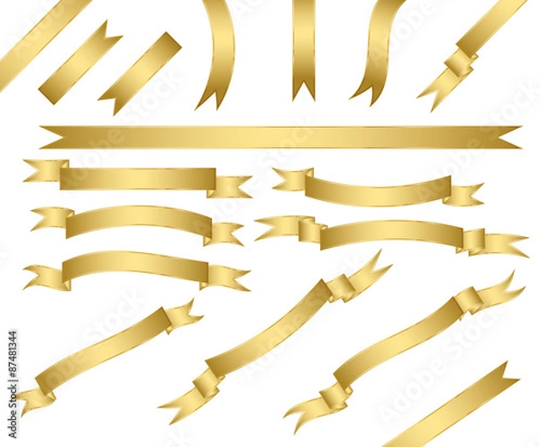 Fototapeta set of gold ribbons.vector