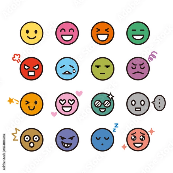 Fototapeta シンプルな表情アイコンセット
