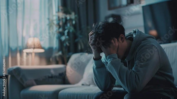 Obraz Echoes of Solitude: Capturing Moments of Melancholy : agony, crying, grieves, separation, pain, and sadness