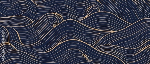 Fototapeta Indigo sapphire wave pattern minimal vector illust  129