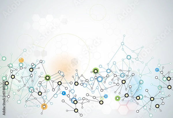 Fototapeta Abstract futuristic - Molecules technology background. Illustration Vector design, digital technology connection concept. Blank space for your design