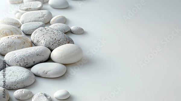 Fototapeta Minimalist White Pebbles Composition