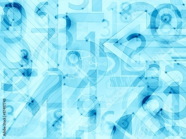Obraz blue light abstract numbers background