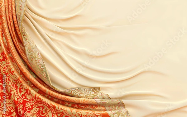 Obraz Cream and red saree background