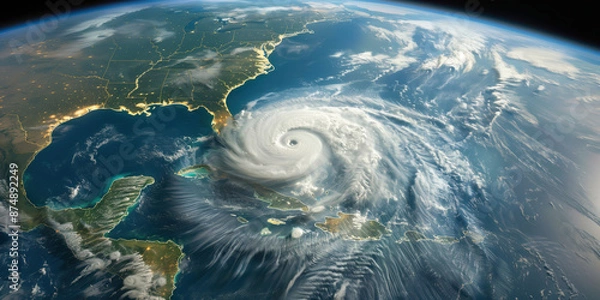 Fototapeta A powerful hurricane seen from space over the Atlantic 