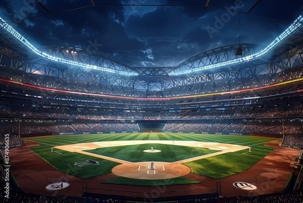 Fototapeta a baseball stadium, ultra realistic 