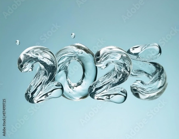 Fototapeta 3d happy new year 2025 on a splash isolated on white