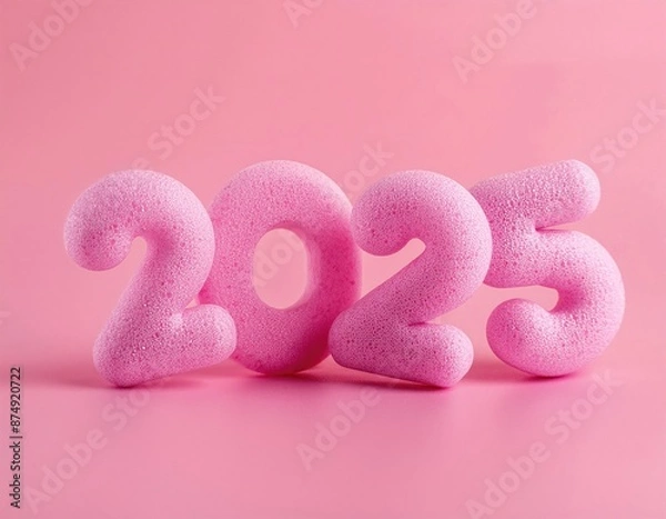 Fototapeta 3d Happy new year 2025 on sponge  shape