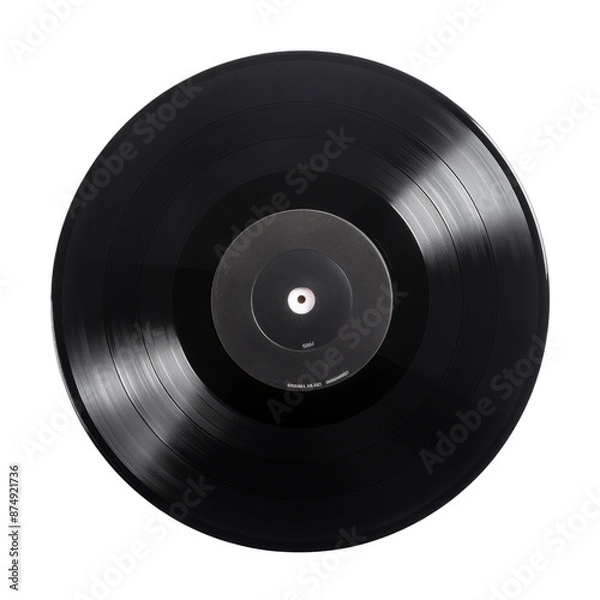 Fototapeta Old vinyl disc isolate on transparent png.
