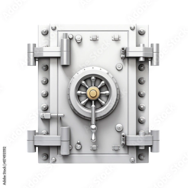Fototapeta Bank safe with lock, safe with lock isolate on transparent png.
