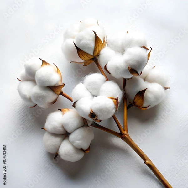 Fototapeta Cotton on white background, Clipping path