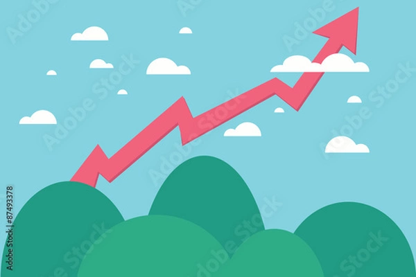Obraz Growing chart,vector,illustration.