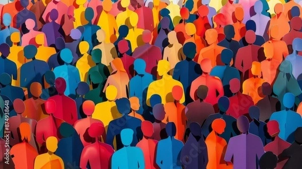 Fototapeta Colorful Crowd of Paper People