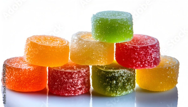 Fototapeta A Stack of Colorful Jelly Candies on White Background