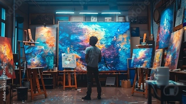 Fototapeta Neural Powered Creative Studio with Immersed in Digital Masterpieces