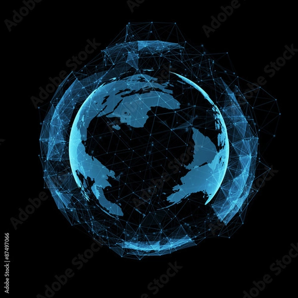 Fototapeta business, new technology and virtual sphere globe