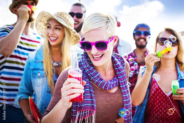 Obraz Dancing Beach Summer Happiness Joyful Concept