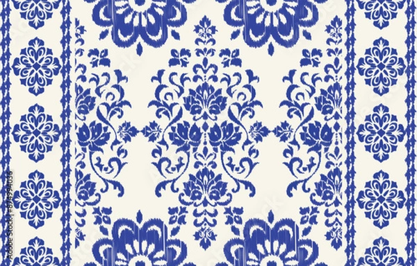 Fototapeta Motifs African boho paisley Floral Ikat pattern embroidery border. Ethnic ikat floral Ethnic Indian Pattern Ikat pattern Ethnic Pattern.Border indian floral Aztec embroidery border seamless patterns.