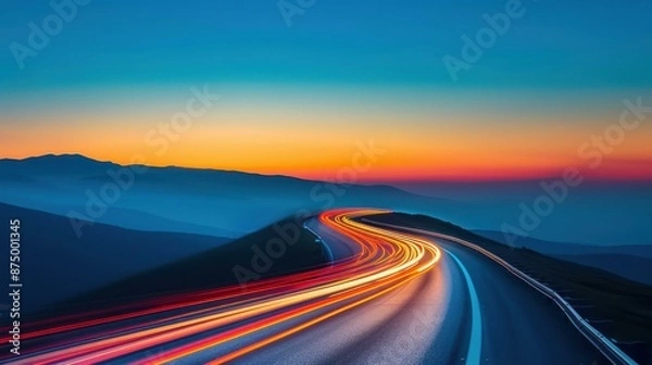 Obraz Brilliant blue speed motion on a highway road.