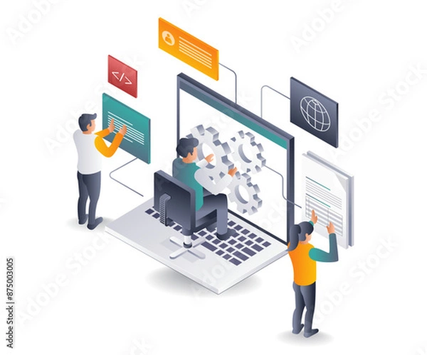 Obraz Team Working with Computer Technology Systems