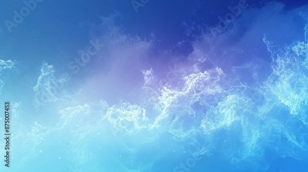 Fototapeta Ether with Soft Blue color gradient minimalist background , noise texture, 4k
