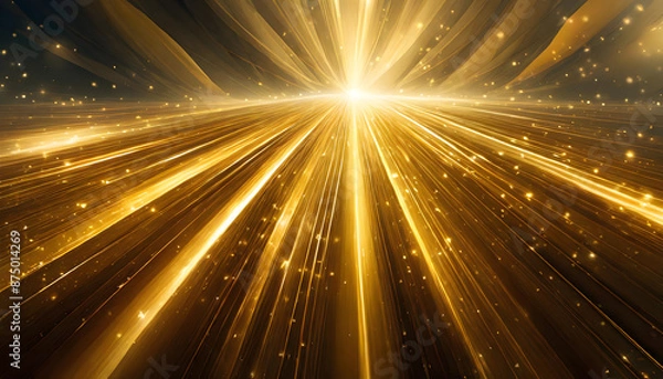 Obraz Gold lights rays background. Generative AI.